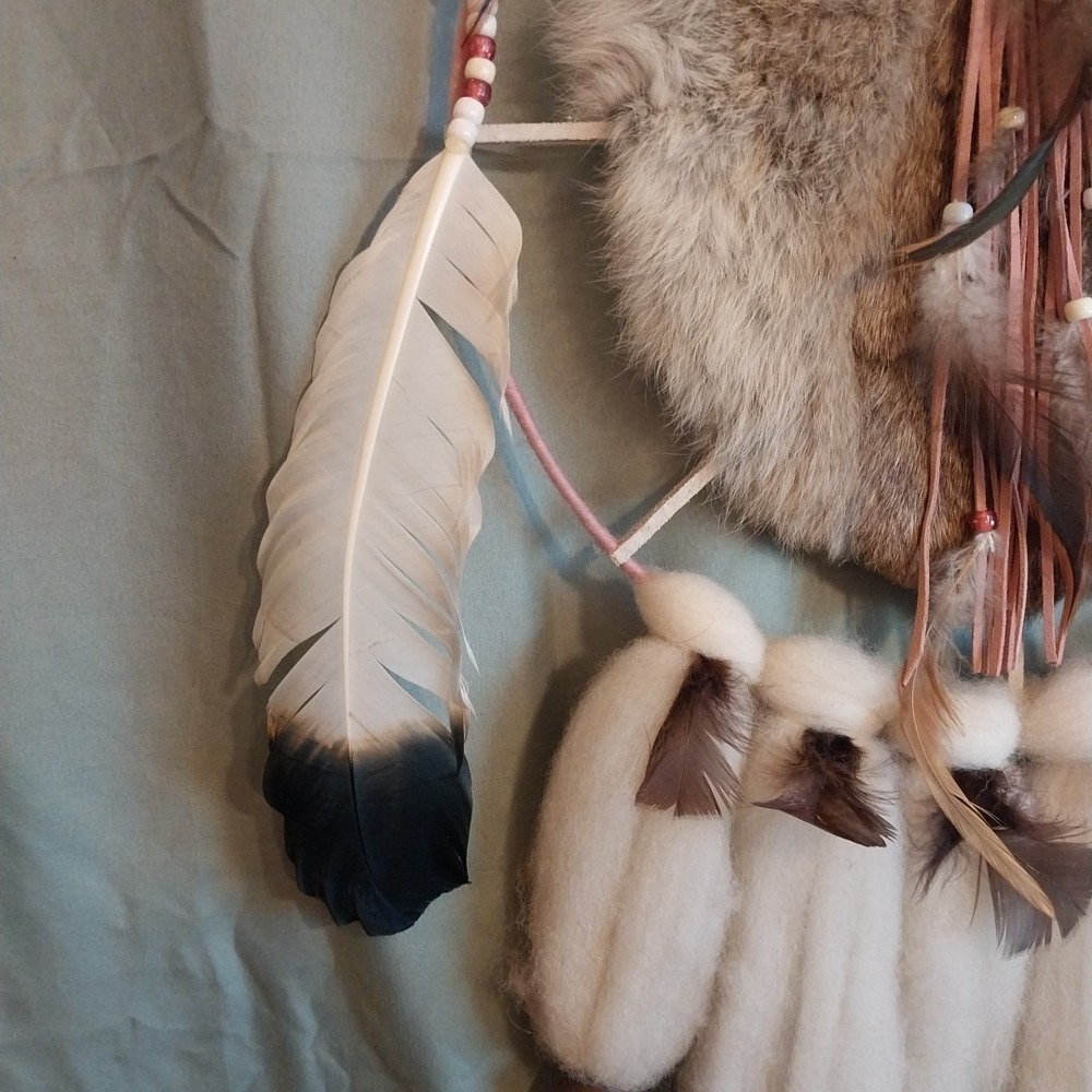 Dream Catcher Handmade Feathers Native American Mandella Shield Wall Hanging 28" - Picture 7 of 14